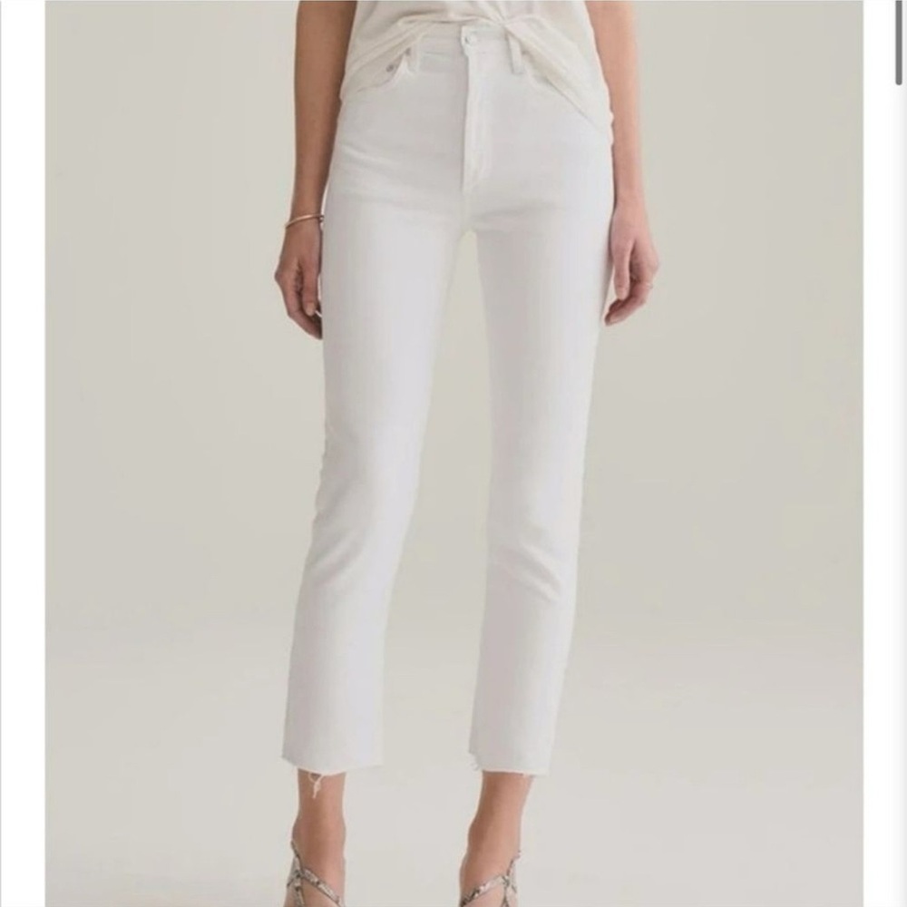 AGOLDE Riley High Rise Straight Crop Jeans White Denim 28 - Picture 5 of 8